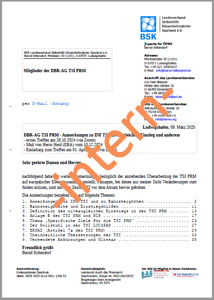 Bild der stark verkleinerten Seite eines Schreibens innerhalb der DBR-AG TSI PRM (8 Themen, 41 Seiten) Bild der stark verkleinerten Seite eines Schreibens innerhalb der DBR-AG TSI PRM (8 Themen, 41 Seiten)