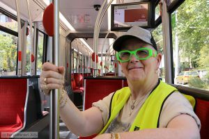 Claudia Kittendorf-Wolf in Nürnberg in einem Straßenbahn-Triebwagen Claudia Kittendorf-Wolf in Nürnberg in einem Straßenbahn-Triebwagen